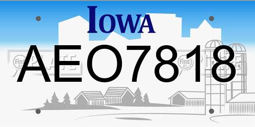 AEO7818 Iowa License Plate