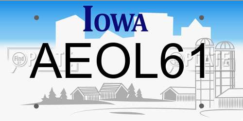 AEOL61 Iowa License Plate