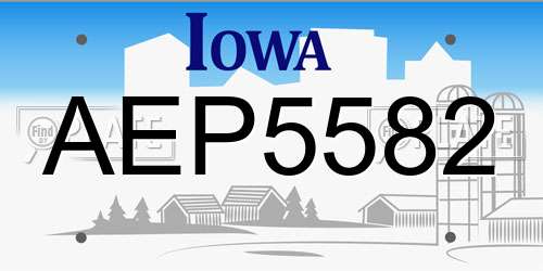 AEP5582 Iowa License Plate