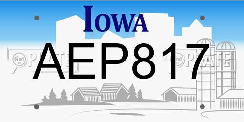AEP817 Iowa License Plate