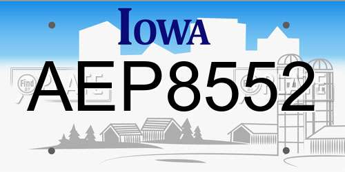 AEP8552 Iowa License Plate