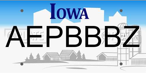 AEPBBBZ Iowa License Plate
