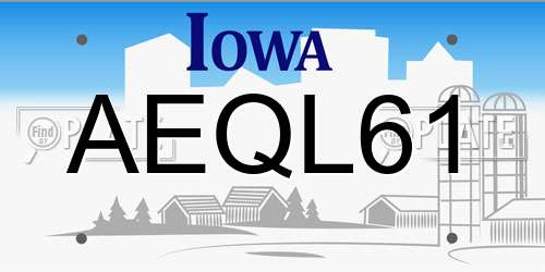AEQL61 Iowa License Plate