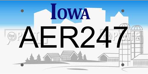 AER247 Iowa License Plate