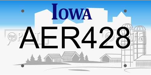 AER428 Iowa License Plate