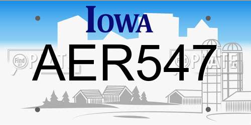 AER547 Iowa License Plate