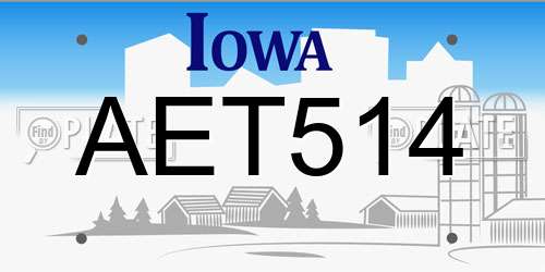 AET514 Iowa License Plate