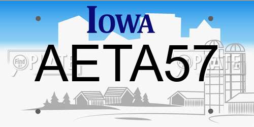 AETA57 Iowa License Plate