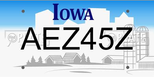 AEZ45Z Iowa License Plate