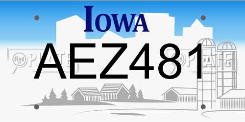 AEZ481 Iowa License Plate
