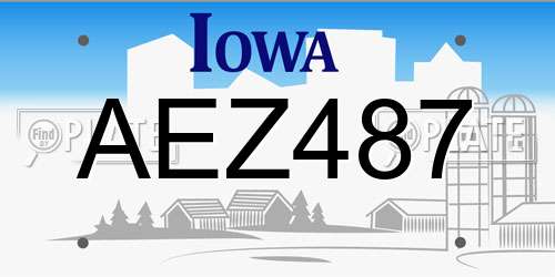 AEZ487 Iowa License Plate