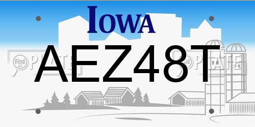 AEZ48T Iowa License Plate