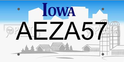 AEZA57 Iowa License Plate