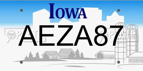 AEZA87 Iowa License Plate