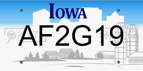 AF2G19 Iowa License Plate