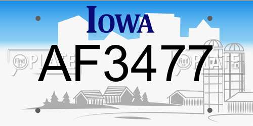 AF3477 Iowa License Plate