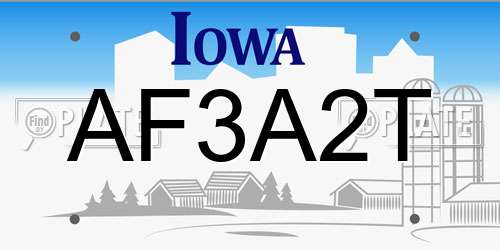 AF3A2T Iowa License Plate