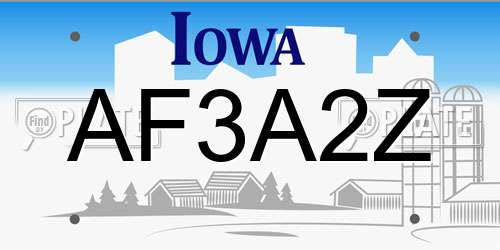 AF3A2Z Iowa License Plate