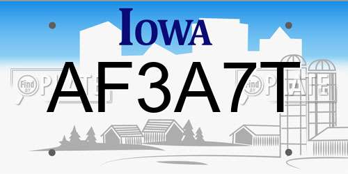 AF3A7T Iowa License Plate