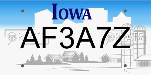 AF3A7Z Iowa License Plate