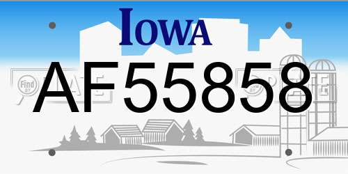 AF55858 Iowa License Plate