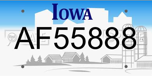 AF55888 Iowa License Plate