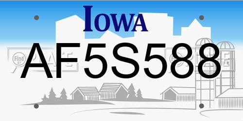 AF5S588 Iowa License Plate