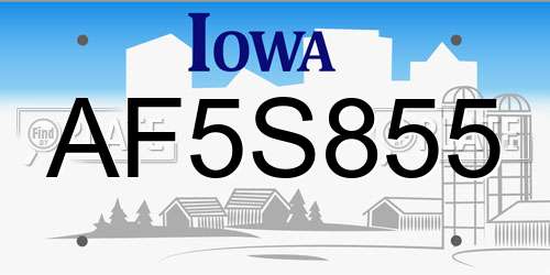 AF5S855 Iowa License Plate