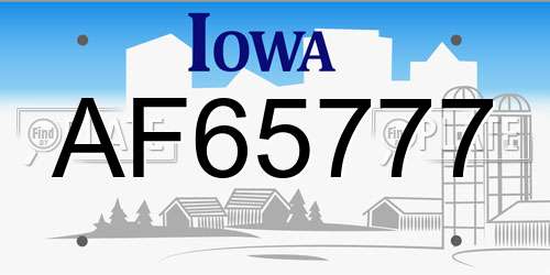 AF65777 Iowa License Plate