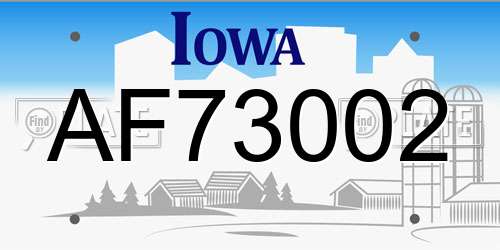AF73002 Iowa License Plate