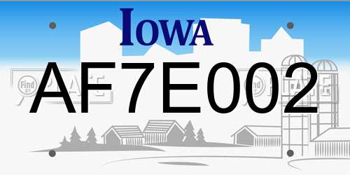 AF7E002 Iowa License Plate