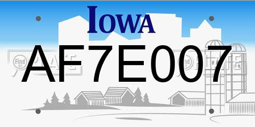 AF7E007 Iowa License Plate