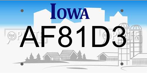 AF81D3 Iowa License Plate