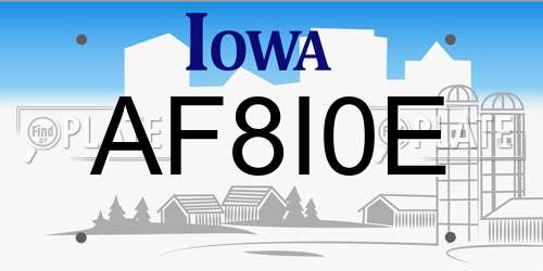 AF8I0E Iowa License Plate