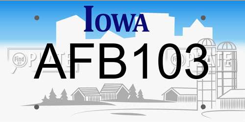 AFB103 Iowa License Plate