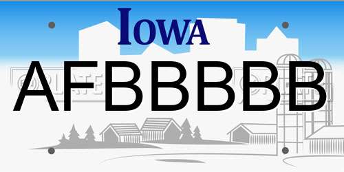 AFBBBBB Iowa License Plate