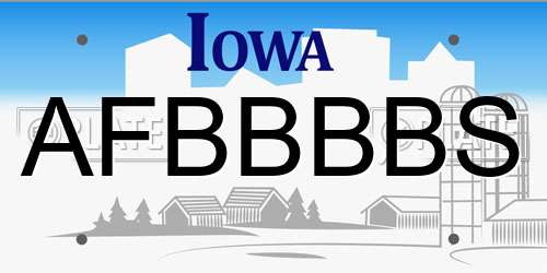 AFBBBBS Iowa License Plate