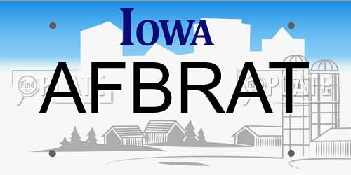 AFBRAT Iowa License Plate
