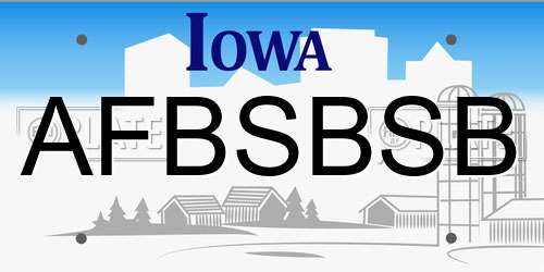 AFBSBSB Iowa License Plate