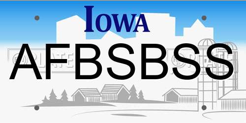 AFBSBSS Iowa License Plate
