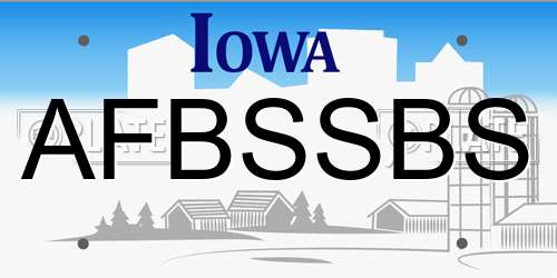 AFBSSBS Iowa License Plate