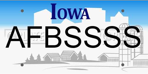 AFBSSSS Iowa License Plate