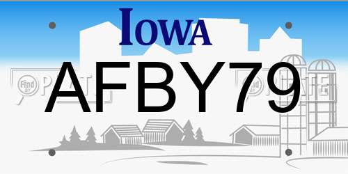 AFBY79 Iowa License Plate