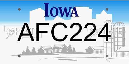 AFC224 Iowa License Plate