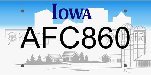 AFC860 Iowa License Plate