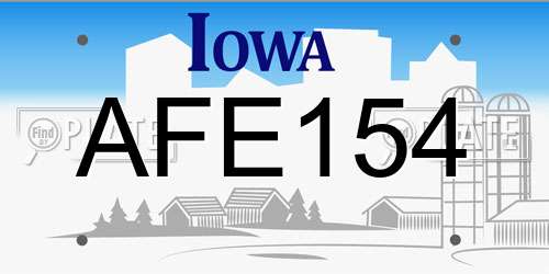 AFE154 Iowa License Plate