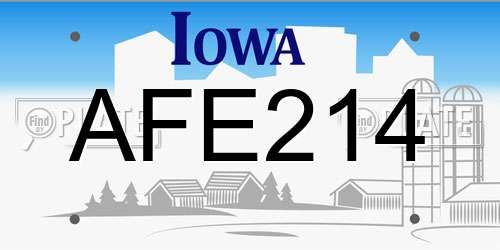 AFE214 Iowa License Plate