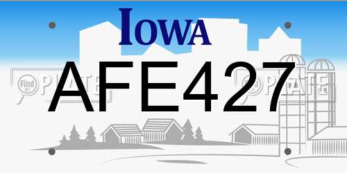 AFE427 Iowa License Plate