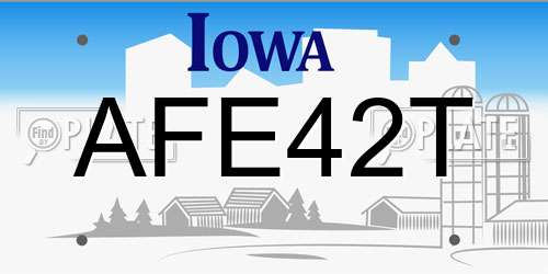 AFE42T Iowa License Plate