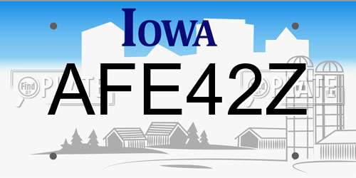 AFE42Z Iowa License Plate